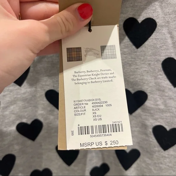 Burberry Women’s Heart Print Stretch Cotton Piqué Polo Shirt in Gray (XS) - Picture 4 of 8